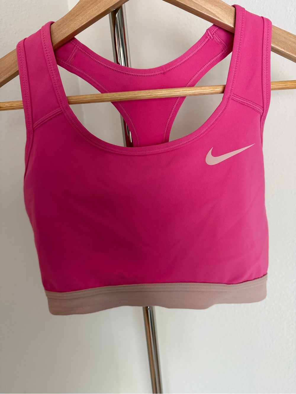 Nike Hot Pink Racerback Sports Bra with Tan Accent Band